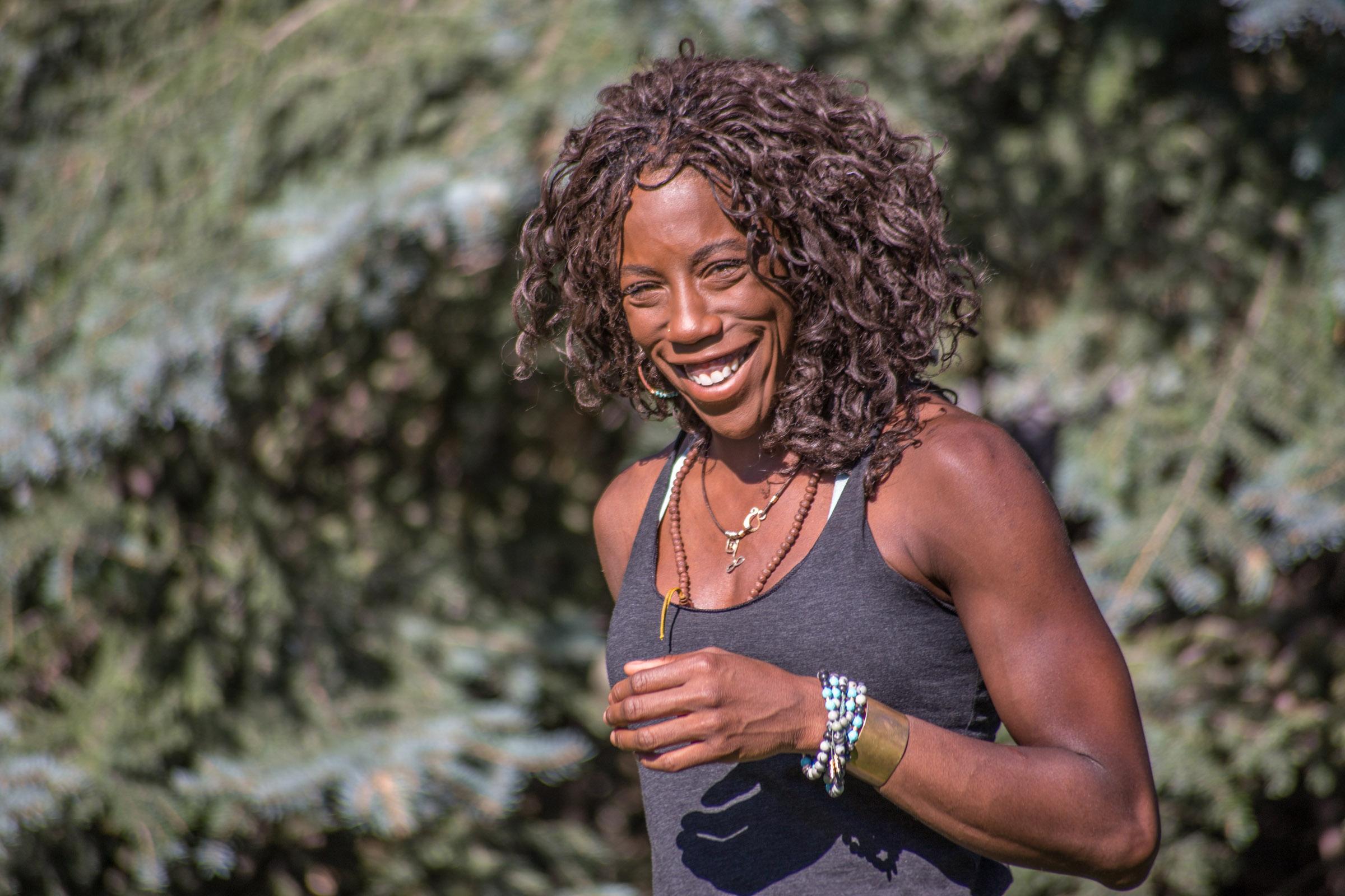 Portrait of a festival attendee outdoors